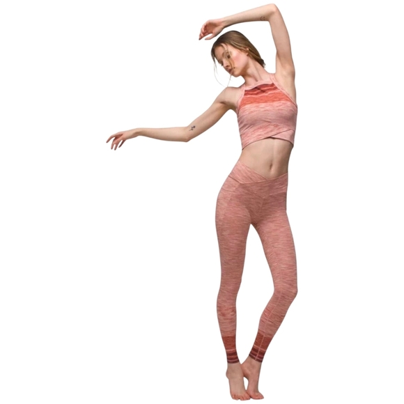 PrAna Blazing Star Athletic Leggings Autumn Stripe Mid Rise UV 50+ NWT Medium - Picture 2 of 10